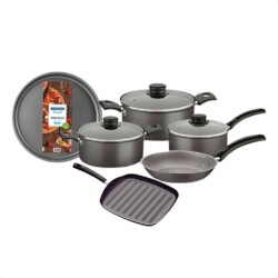 Juego De Ollas Tramontina 9 Piezas Asadera Teflon Bifera