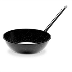 Sarten Wok Profundo Acero Esmaltado 30 Cm Vaello Con Mango