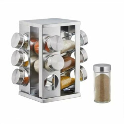 Especiero Giratorio Cuadrado Acero Inoxidable 12 Frascos