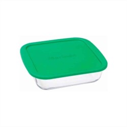 Asadera Vidrio Cuadrada Con Tapa Marinex 1100 Ml