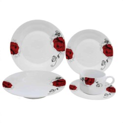 Juego De Vajilla Ceramica 20 Piezas Platos Taza Flores