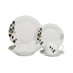 Juego De Vajilla Ceramica 20 Piezas Platos Taza Olive