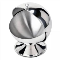 Bowl Azucarero Esferico Con Tapa Condimentos Acero Inox