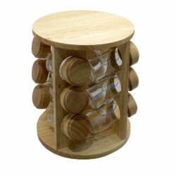 Especiero Giratorio 12 Frascos Porta Condimento Madera