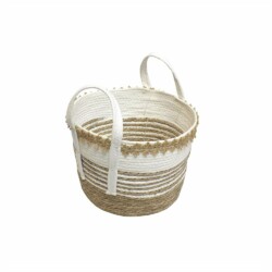 Cesto Tejido Canasto Con Asas 33 Cm X 26 Cm Blanco Natural