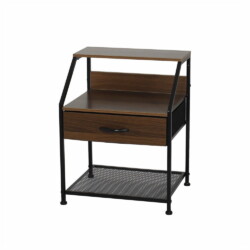 Mueble Organizador Tela Acero Y Madera Con Cesto Cajon