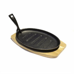Plancha Grill Oval 27 Cm Hierro Con Base De Madera Grupo Dos