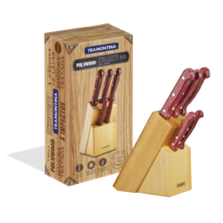 Juego De Cuchillas Tramontina Polywood 6 Piezas Taco Madera