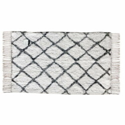Alfombra Con Flecos 80 Cm X 50 Cm Color Blanco Negro