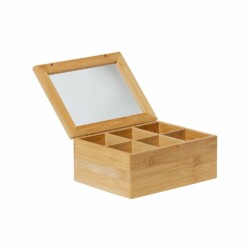 Caja De Te 6 Divisiones Rectangular De Bambu 25 X 17 X 8cm