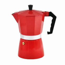 Cafetera Italiana Aluminio Cafe 300 Ml 6 Tazas Bastiani Roja