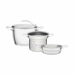 Olla Tramontina Acero Inoxidable Vaporera Colador 3 Piezas