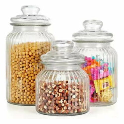 Frasco Vidrio Hermetico Con Tapa Estilo Caramelera 3 Piezas