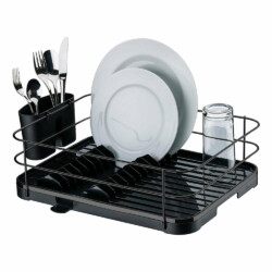 Escurridor De Platos Vajilla Vasos Con Bandeja Desahue Negro