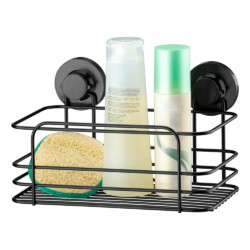 Cesto Canasto Multiuso Ba?o Cocina Con Ventosas Negro Mate