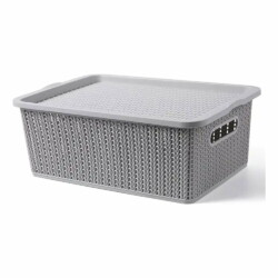 Caja Organizadora Plastico Simil Ratan Con Tapa Grupo Dos