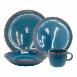 Juego De Vajilla Ceramica 16 Piezas Con Taza Organic Azul