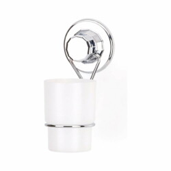 Soporte Vaso Cepillo De Dientes C/ventosa Acero Inox Baño