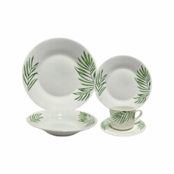 Juego De Vajilla Porcelana 20 Piezas Plato Taza Hojas