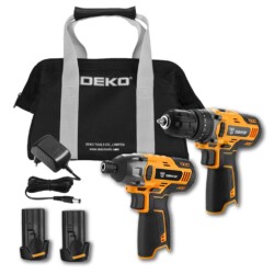 Kit Combo Taladro C/perc Y Atornillador Impacto Deko 2 Baterias