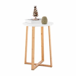 Mesa Redonda Auxiliar Bamboo Madera 40x40x60 Cm