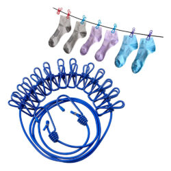 Tendedero Para Ropa Cuerda Elástico Con 12 Palillos 180 Cm