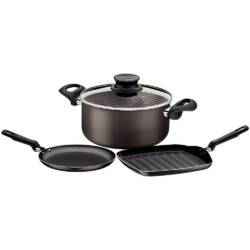 Juego Tramontina Kit Olla Bifera Panquequera 3 Piezas Teflon