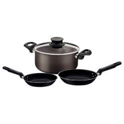 Juego Tramontina Kit Olla Sartenes Bateria 3 Piezas Teflon
