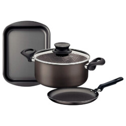 Juego Tramontina Kit Olla Asadera Panquequera 3 Pzs Teflon