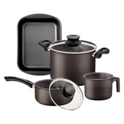 Juego Tramontina Kit Ollas Hervidor Asadera 4 Piezas Teflon