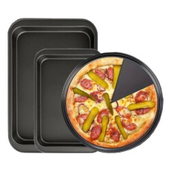 Set 3 Asaderas Para Horno Rectangular Pizza Antiadherente