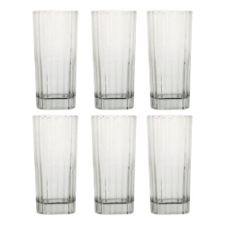 Set X6 Vaso Alto De Vidrio Agua Jugo Refresco 330ml Parmo