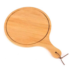 Tabla Redonda De Madera Bambu Con Mango 32 Cm X 20 Cm