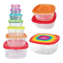 Set Contenedores Plasticos Recipientes Cuadrados 7 Piezas