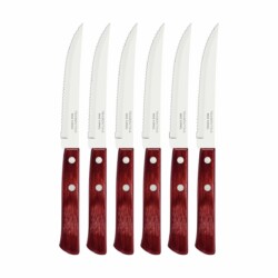 Cuchillo De Asado Tramontina Polywood Acero Inox X6 Unid