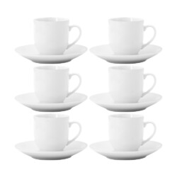 Taza Con Platillo De Porcelana Selecta 100 ml Blanco X6 Unid