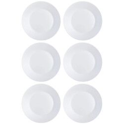 Plato Llano Vidrio Blanco Luminarc Harena 25 Cm X6 Unid
