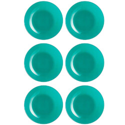 Plato Hondo Vidrio 20 Cm Luminarc Verde Menta X6 Unid Arty