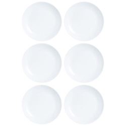 Plato Llano Vidrio 25 Cm Luminarc Blanco Diwali X6 Unid