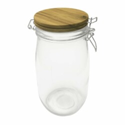 Frasco De Vidrio Hermetico Conserva 1500 Ml Tapa Madera